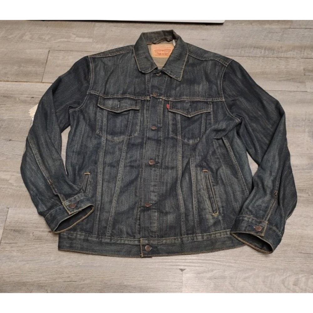 Levis Relaxed Trucker Jean Jacket Sz XXL dark wash indigo blue denim - Picture 2 of 9